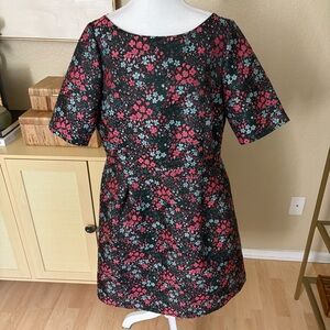 BODEN Beatrice Black‎ Floral Short Sleeve Mini Dress Size 14
